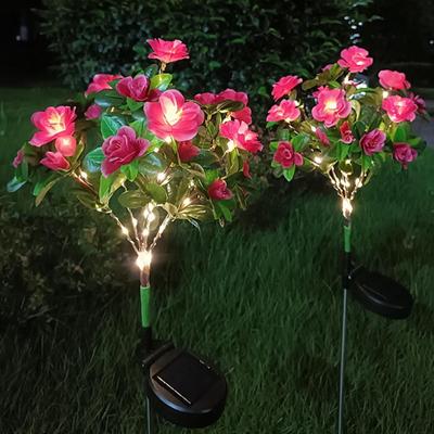 Solar Garden Light Silk Flower Decoration Solar Powered Flower Lights for Outdoor Garden Decor Realistic Design Easy for Patio