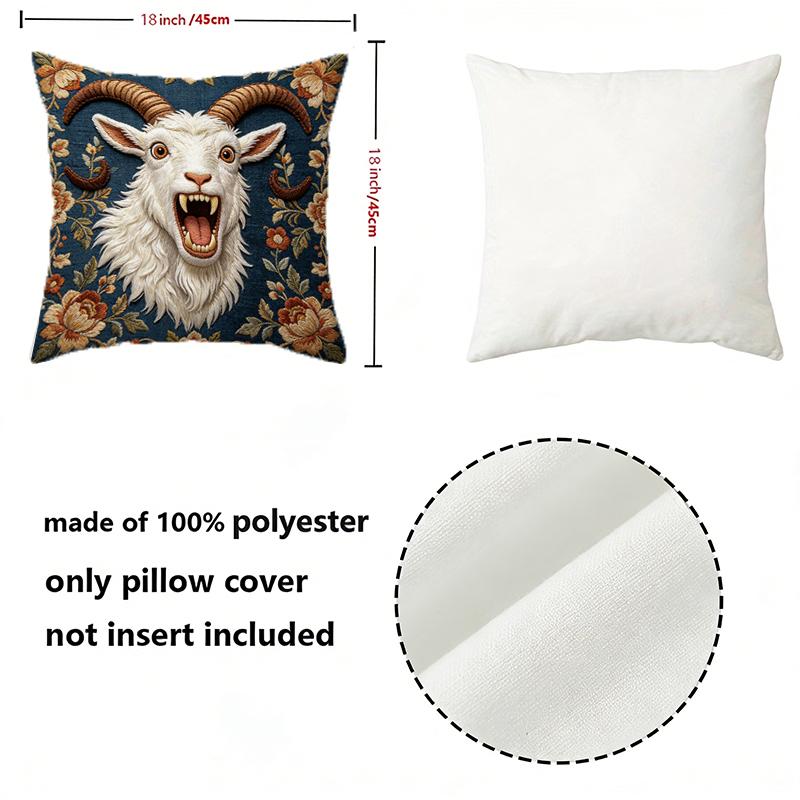 Vintage Floral Goat Print Throw Pillow Covers Pattern Cushion Cover Suitable for Sofa Bedroom Car Pillow Cover