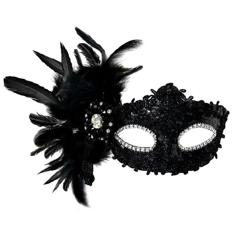 Masquerade Mask Half Face Mask Rhinestones Mask Party Mask Feather Mask Halloween Mask Evening Proms Mask
