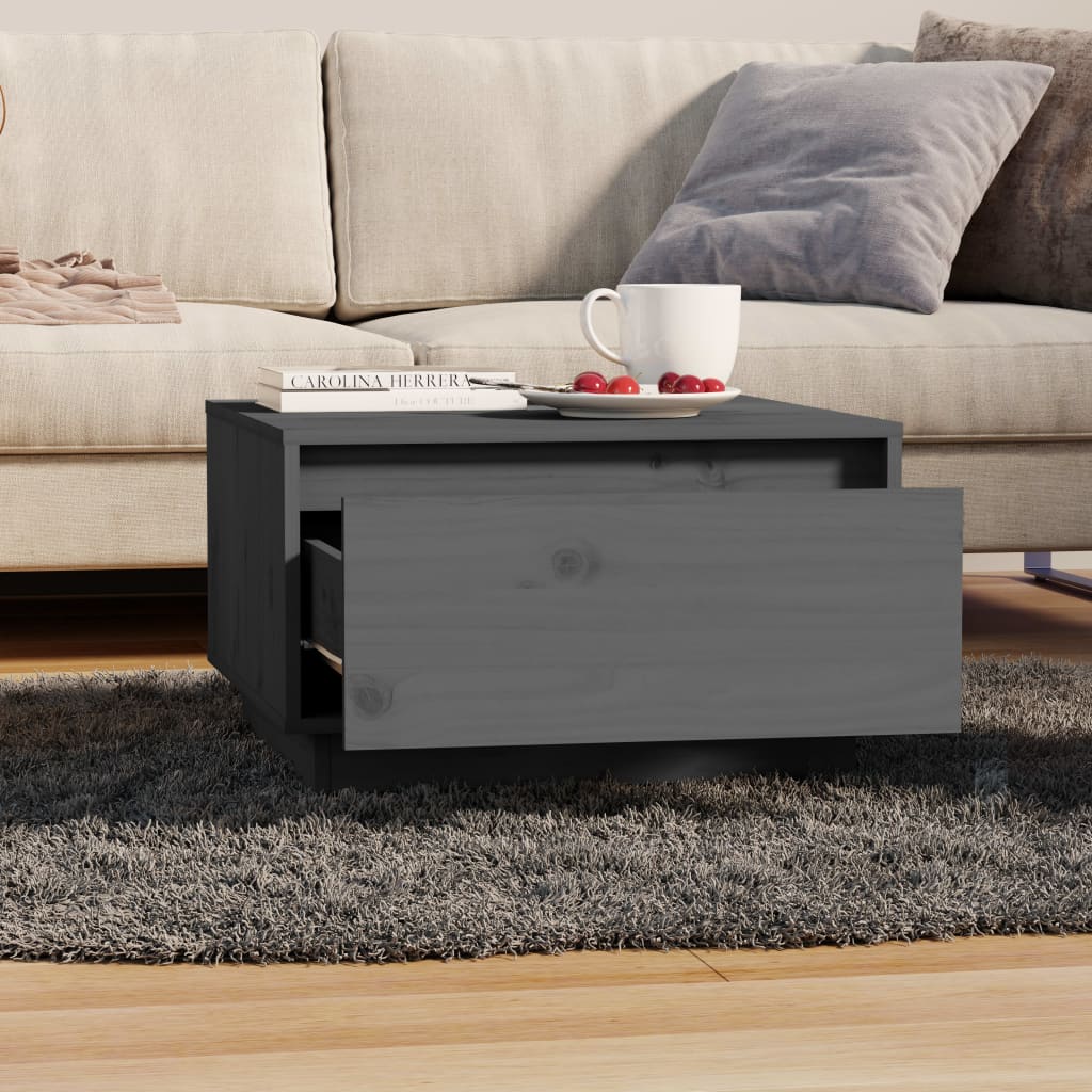 Coffee Table, Grey, 55x56x32 Cm, Solid Pine Wood