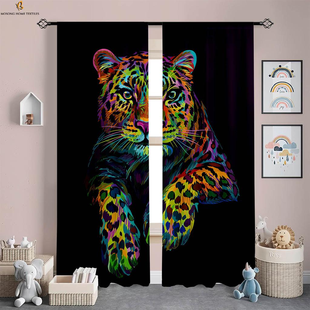 Tiger Lion Animal 3d Printing Curtains 100% Polyester Rod Pocket Curtains Living Room Study Kitchen Bedroom Decorative Curtains