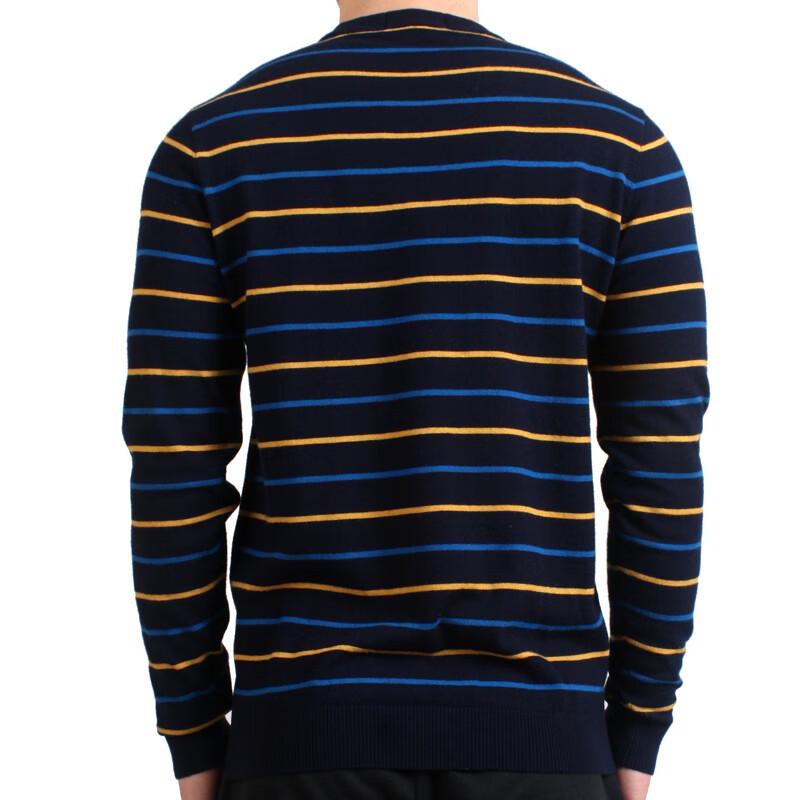 YAYUN Men's Striped Crew Neck Wool Sweater