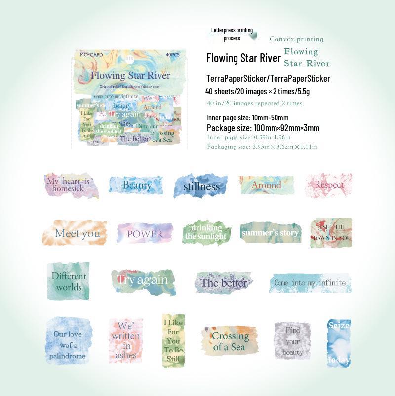 MòMò Retro English Embossed Sticker Pack - Paper Interstices Series