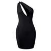 Women's Fashion Slant Shoulder Sexy Hollow Slim Wrap Hip Dress