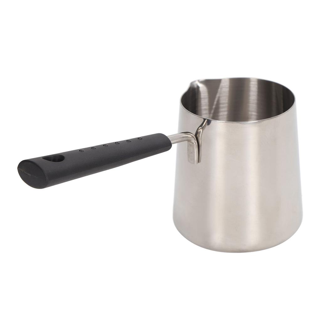 Pichet à lait pour café en acier inoxydable 304 à long manche, pichet à lait à bec verseur pointu, tasse à mousser le lait pour latte avec graduation