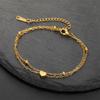 My Shape Heart Charms Bracelets for Women Girls Gold Color Chains 2 Layers Hand Chain Stainless Steel Jewelry Girlfriend Gifts
