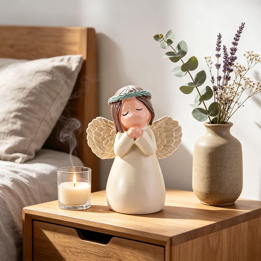 Resin Winged Angel Figurine Creative Design Pray Girl Ornaments Cherub Statue  Home Decoration
