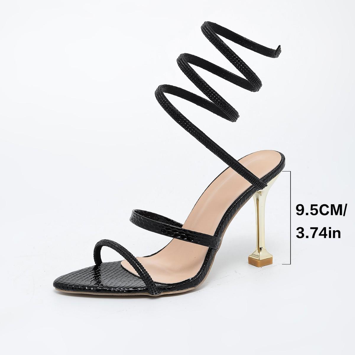 

Босоножки на одном ремешке женские 2025 новые босоножки со стразами сексуальные на высоком каблуке женские босоножки с ремешками с открытым носком 42