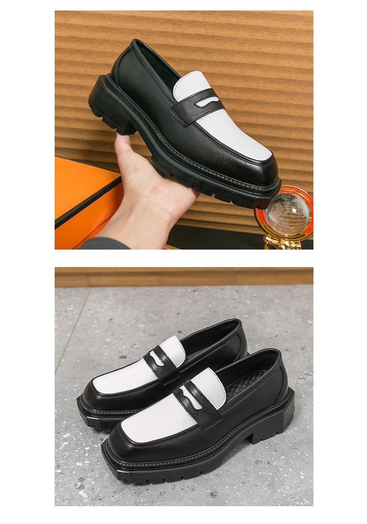 Men's Retro Casual Thick-Soled Leather Shoes with Height Increase