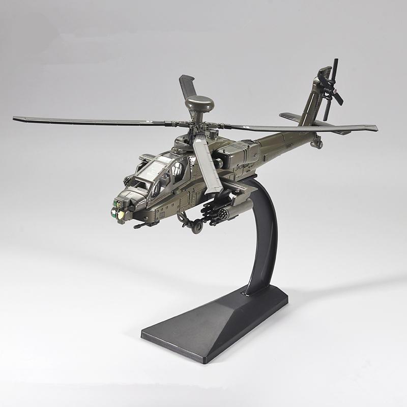 Neues Amerika Ah-64 Apache Utility Legierung Hubschrauber Flugzeug Modell Simulation Metall Flugmodell Ton und Licht Kinderspielzeug Geschenk gray