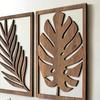 3 Pezzi Foglie di Palma Legno Arte da Parete, Pianta Tropicale Boho Decorazione Murale, Pannello Scultura da Parete Minimalista Intagliato a Vuoto per Casa Soggiorno, Camera da Letto,