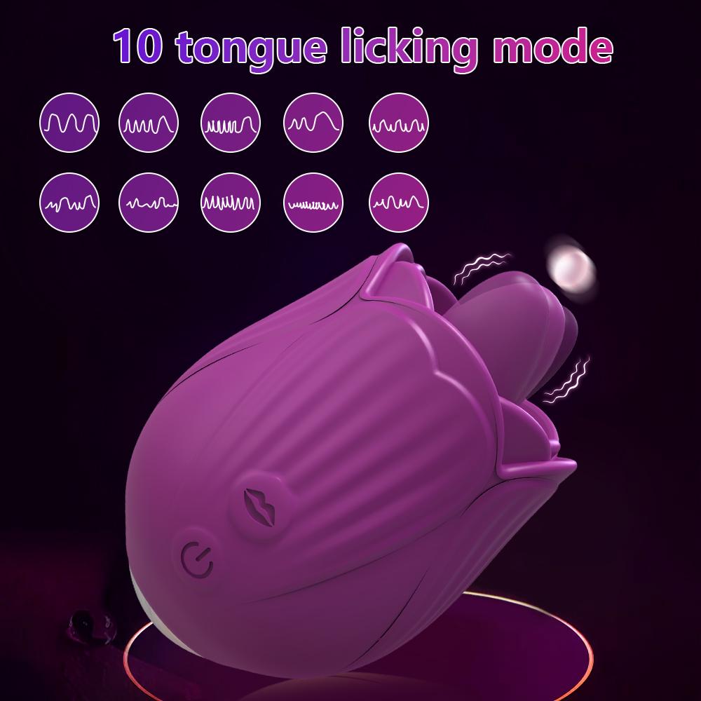 Rose-Tongue Licking Vibrator For Women Dildo G Spot Vibrators Clitoral Nipple Licker Stimulation Adult Anal Sex Toy For Couples
