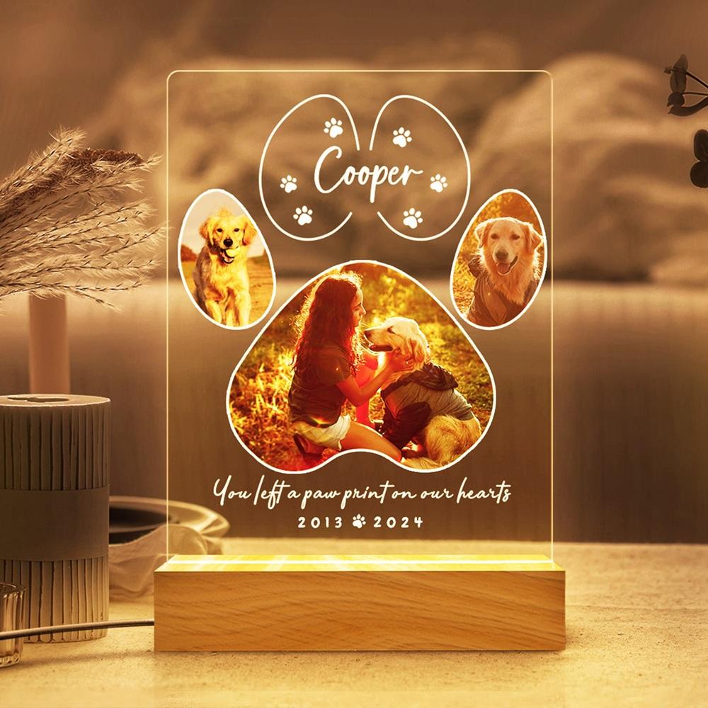 

Personalized Acrylic Pet Portrait Luminary Glowing Ornament Customizable with Pet Picture Word Gift for Pet Parents Enthusiasts 3 colors base