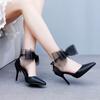 9cm Lace Bow High Heels New Sexy Line with Pointed Thin Head Pumps Girl Baotou Sandals Women