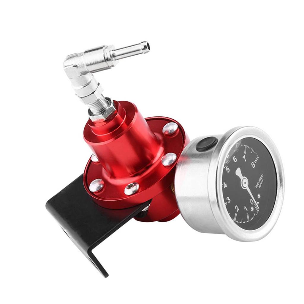 Universal Aluminum Adjustable FPR Fuel Pressure Regulator with Gauge for Car Auto Red