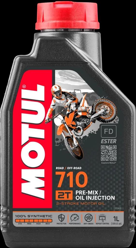 Motul 710 2T 2-Stroke Motorcycle Engine Oil (Mixed/Separated), 100% Synthetic, Genuine, 1L