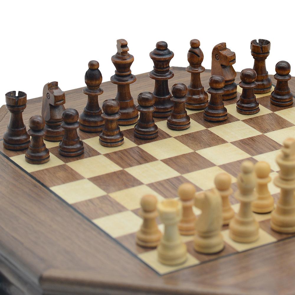 Octagonal Wooden Chess Set Luxury Professional Board Games For Children Handmade Magnetic Chess Pieces Family Decoration Gifts