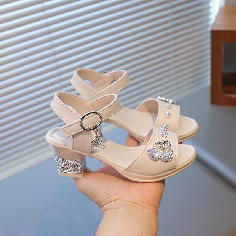 New Girls' Sandals for Children New Style for Summer Shoes for Middle and Large Children High Heels
