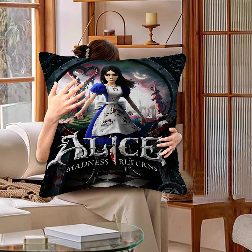 A-Alice M-Madness R-Returns Classic Cushion Cover Car Throw Pillow Case For Sofa Car Christmas Gift 40X40Cm 45X45Cm