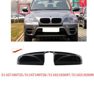 1 pár bočních krytů zrcátek lesklá černá 51162182697 51162182698 pro BMW X5 X6 E70 E71 2008-2013