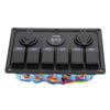 12V‑24V 6 Gang Rocker Switch Panel with Cigarette Lighter Socket 2 USB Voltmeter Display for Car Boat Truck RV