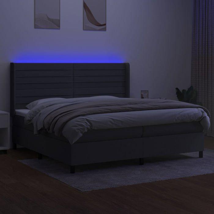 VidaXL Sommier à Lattes de Lit avec Matelas et LED, Lit Rembourré avec Tête de Lit, Lit Double, Lit Adulte de Chambre, 3138422