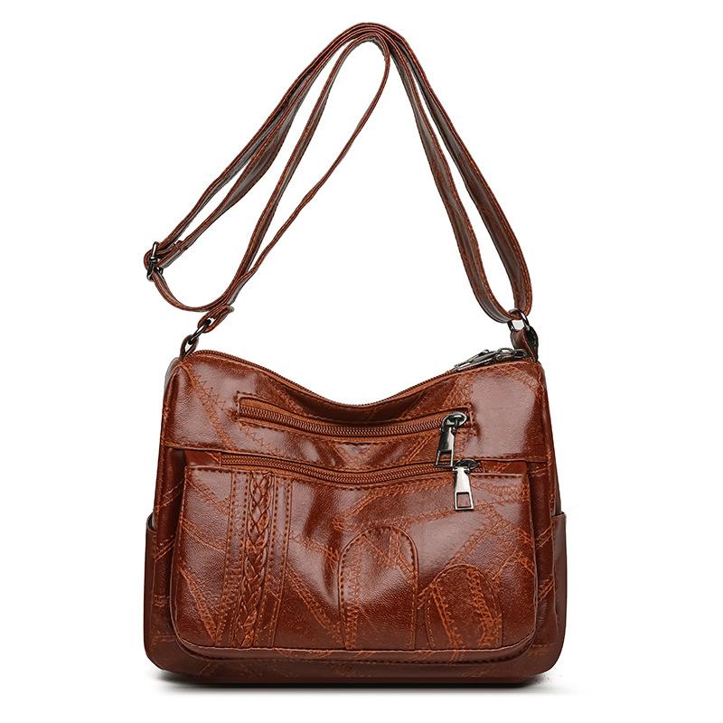 New Multi-Layer Soft Leather Women's Crossbody Bag - Fashion Splicing Shoulder Bag, Multi-functional and Large Capacity Design