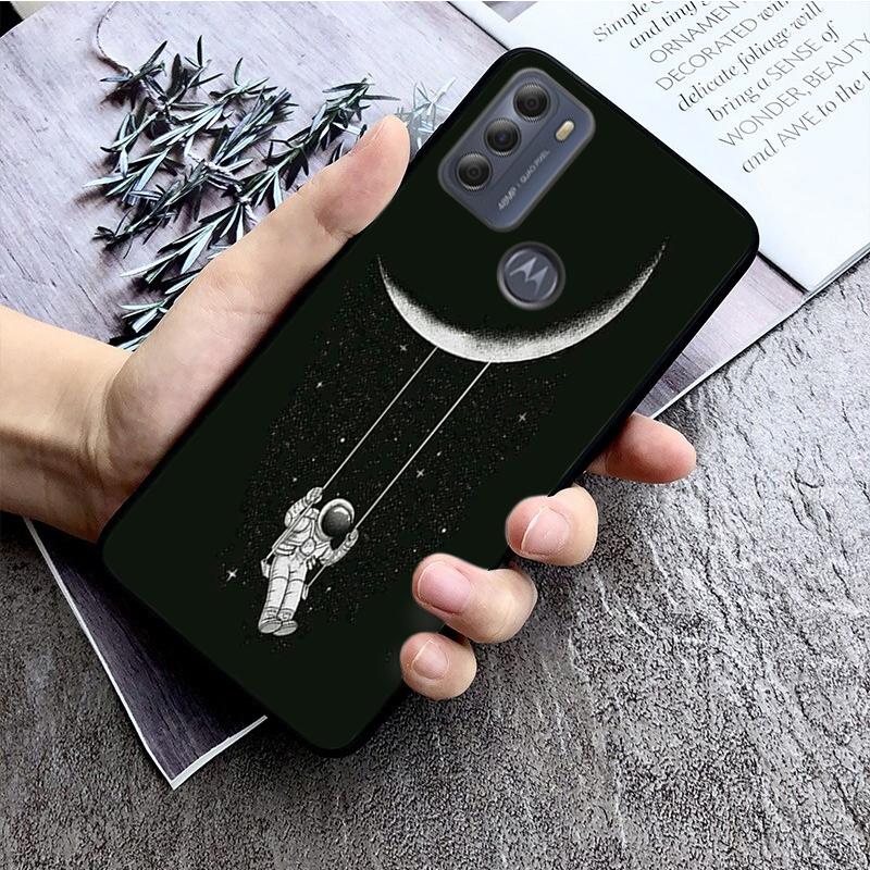 Moon Stars Space Astronaut Phone Case for Motorola Moto G22 G60 G52 G9 G7 Plus G8 Power G100 G Stylus G30 G10 GPure