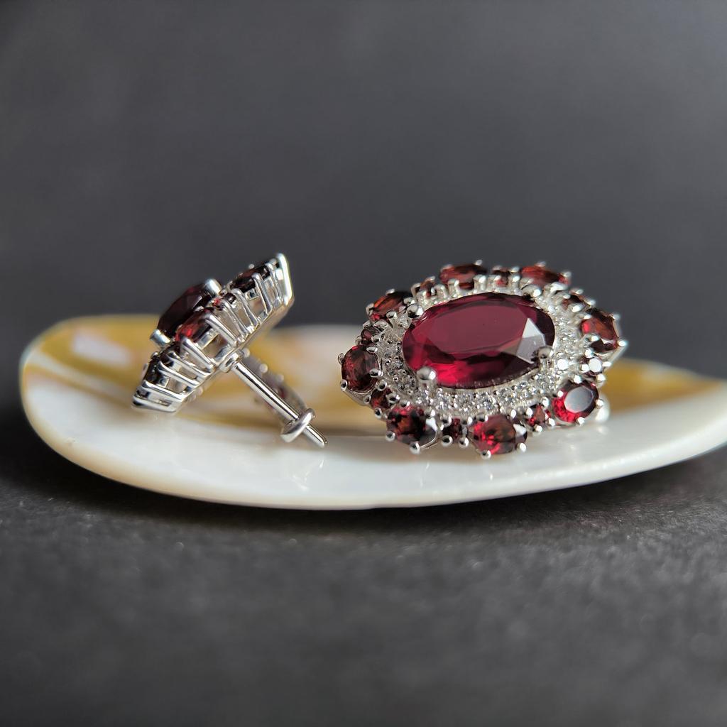 Серебряные серьги с искусственным гранатом nano 10.755ct, гранатом (60002406)