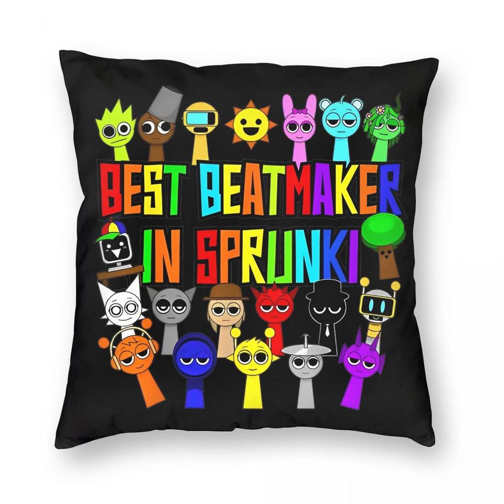 Sprunki Jevin Grappige Game Kussensloop Bedrukte Polyester Kussenhoes Decoratie Sierkussenhoes Hoes Woonkamer Vierkant