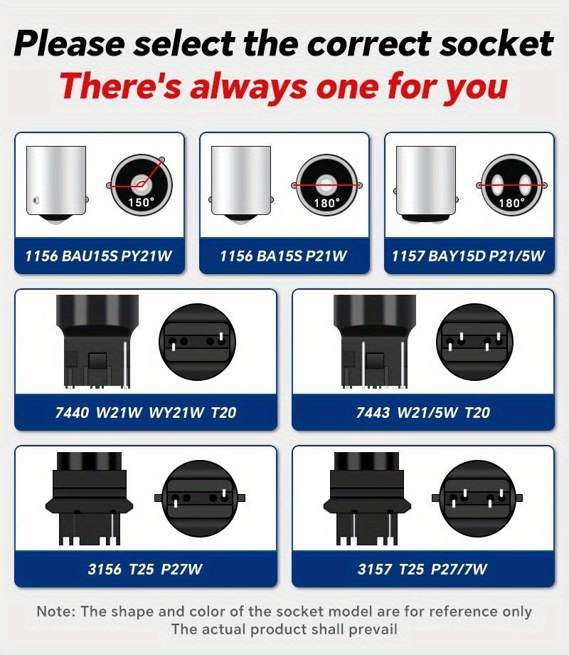 LED Car Brake Light 1156 1157 7440 Ultra Bright 3030 Chip Turn Signal Bulb 2pcs