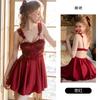 Women's Satin Lace Sheer Tie Padded Cami Sleep Dress with Robe Lounge Set