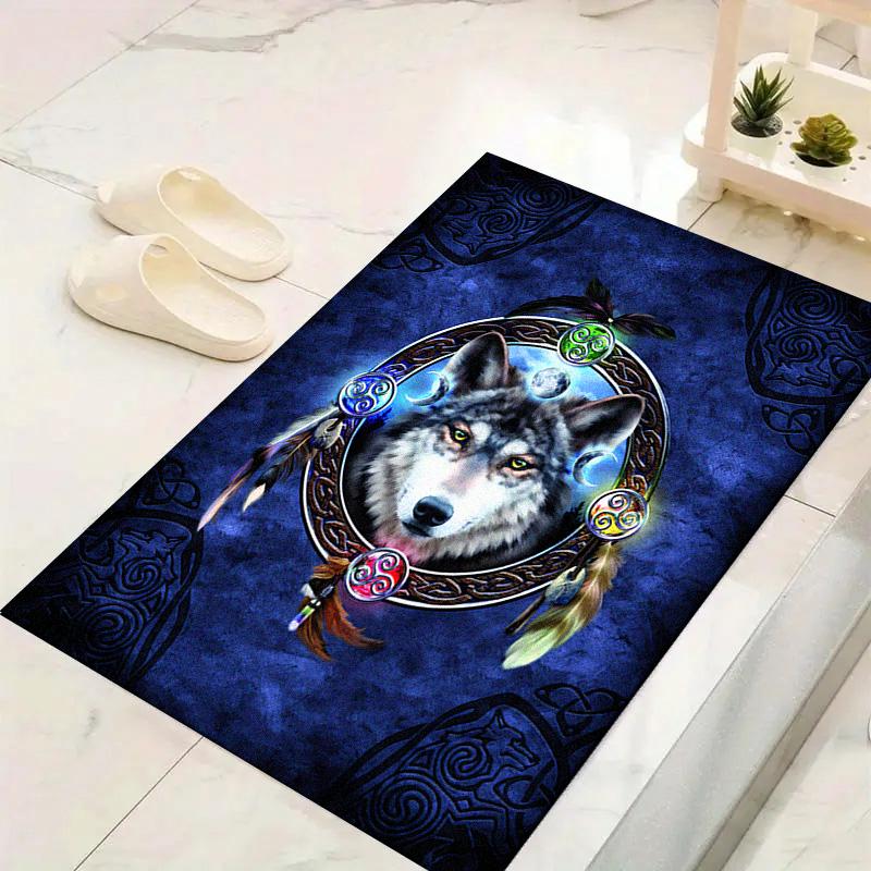 Native Indian Wolf Carpet Rug for Living Room Bedroom Home Sofa Decoration,Kids Play Non-slip Floor Mat