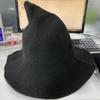 3 Pcs Cotton Halloween Witches Hats For Women Foldable Pointed Big Brim Wizard Topper Hat Party Costume Accessories