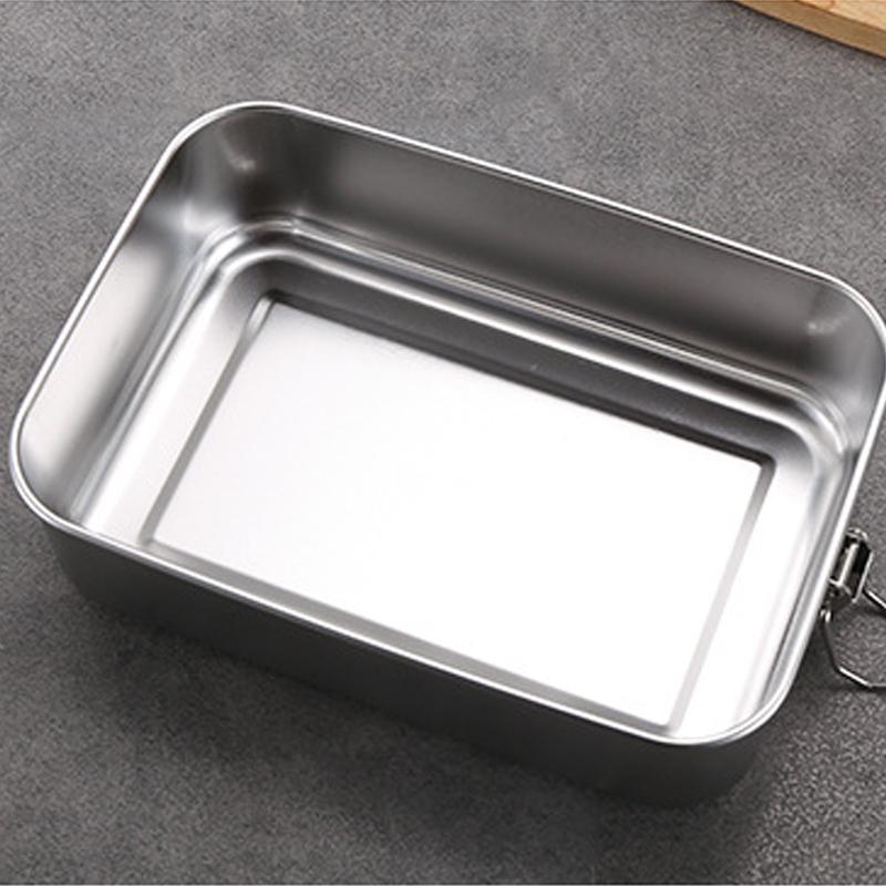 Stainless Steel Lunch Box with Removable Partition Thickened Rectangular Lunch Box Large Capacity Food Storage Bento Box