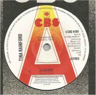 

7inch Record TINA RAINFORD Silver Bird CBS4489PROMO CBS 1976 UK Pop Used