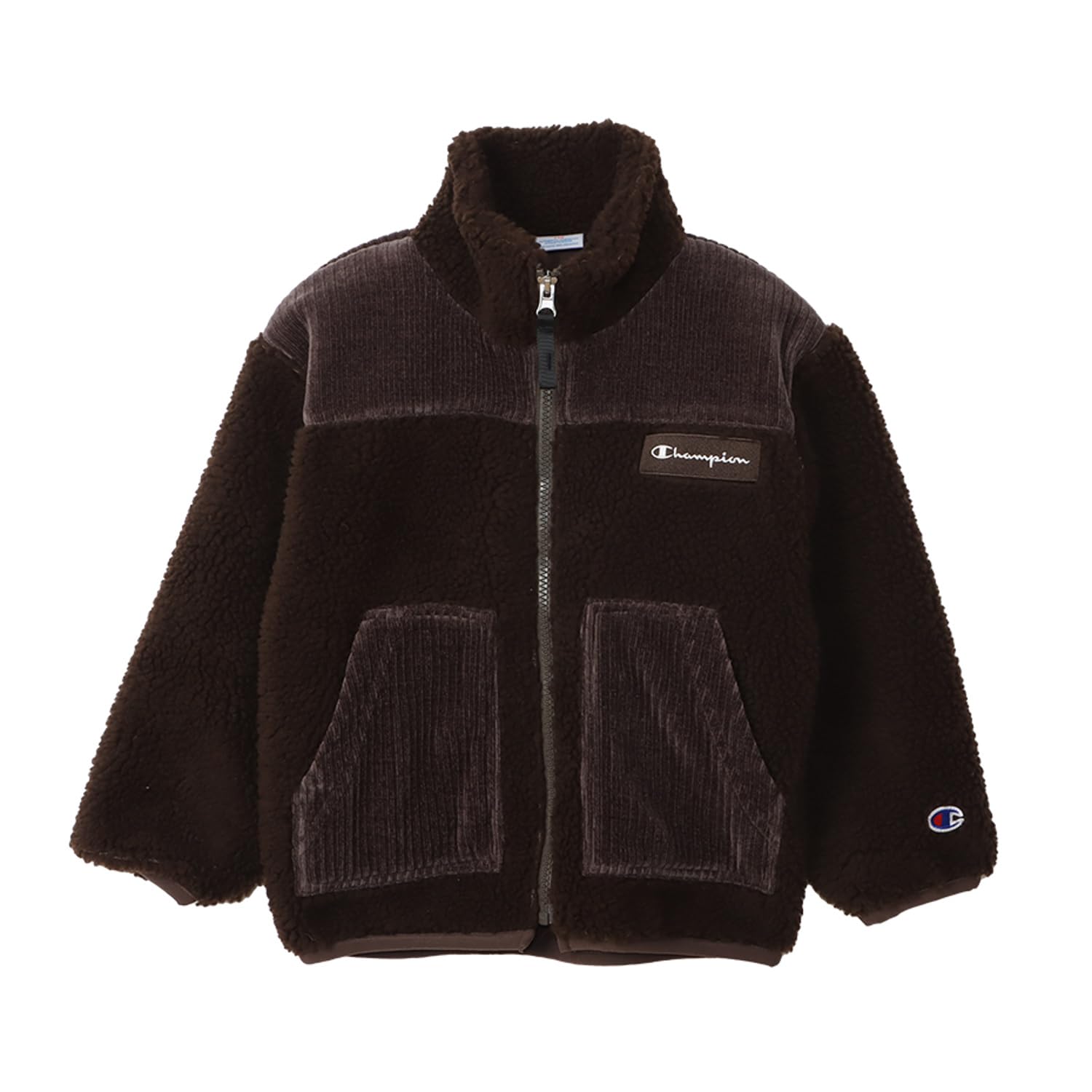 

Куртка на молнии Champion для детей с длинным рукавом, свободного кроя, с вышитым логотипом-надписью, коричневая, CK-A607