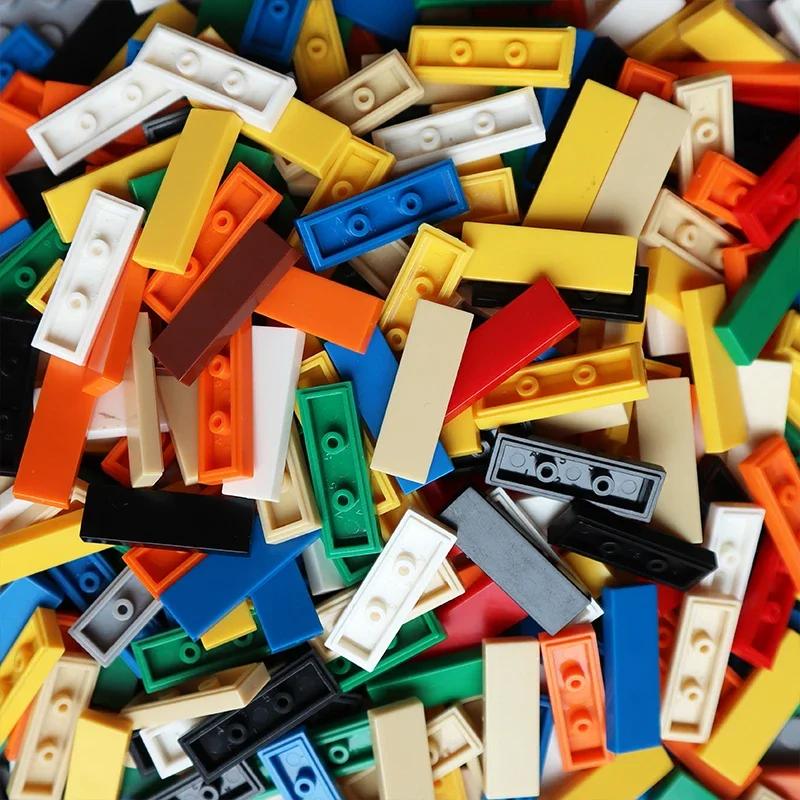 100PCS 63864 Dimension 1x3 Blocks Flat Tile MOC Assemble Particles Smooth 1*3 Construction Bricks DO IT YOURSELF Learning Creativity Toy ideal for