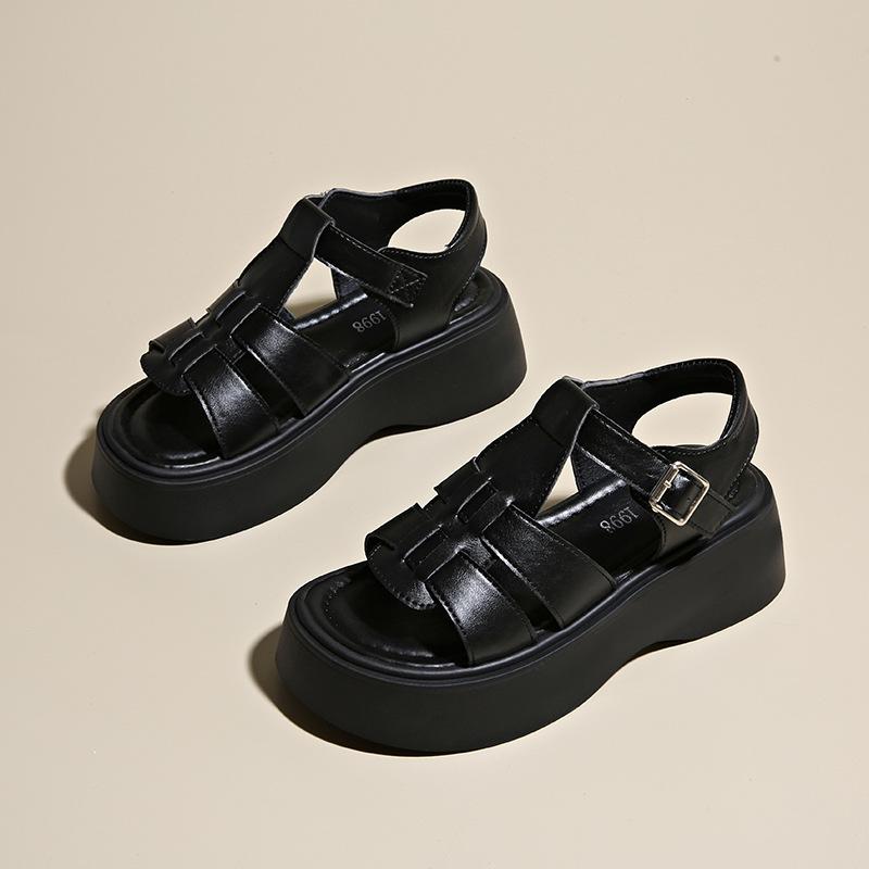 

Korean version of fashion thick-soled woven Roman sandals women s summer 2025 new simple, comfortable and thin beach sandals 40 чёрный