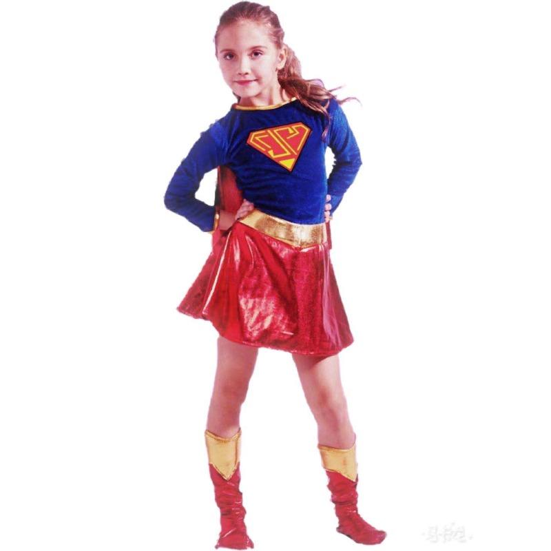 Cosplay Anime Costume Halloween Children s Supergirl Stage Costume Superman Cloak Costume Repair S