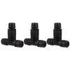 3Pcs IP68 Waterproof Connector Electrical Cable 3 Way T Shape Outdoor Industrial Accessories