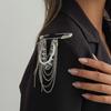 Silver-Tone Finish Safety Pin Chain Brooch Waist and Pant Hem Pin  Streetwear Enthusiasts