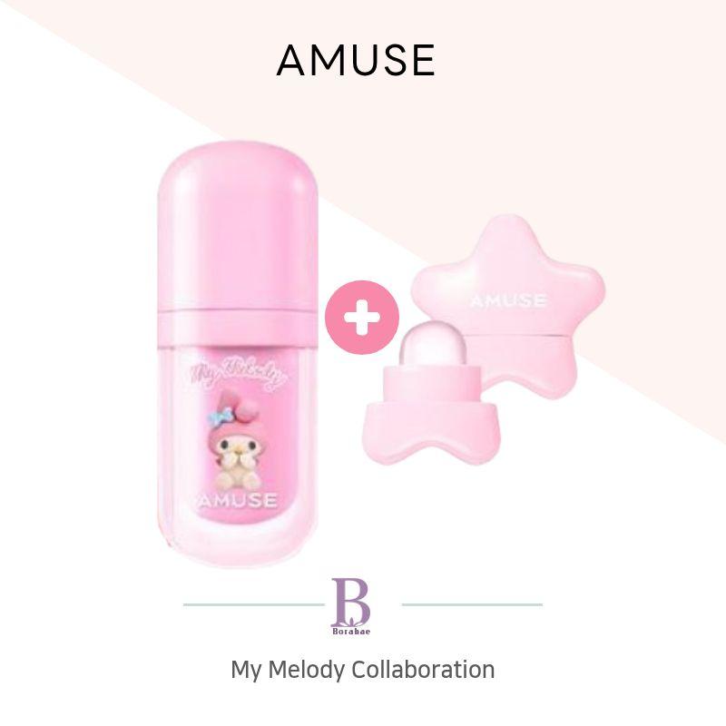 AMUSE My Melody Kuromi Edition Bebe Tint 11 Ванильный Абрикос 3,8 г / 0,13 унции С кисточкой для губ и стикером-печатью Корейский глянцевый тинт для губ 11 Vanilla Apricot