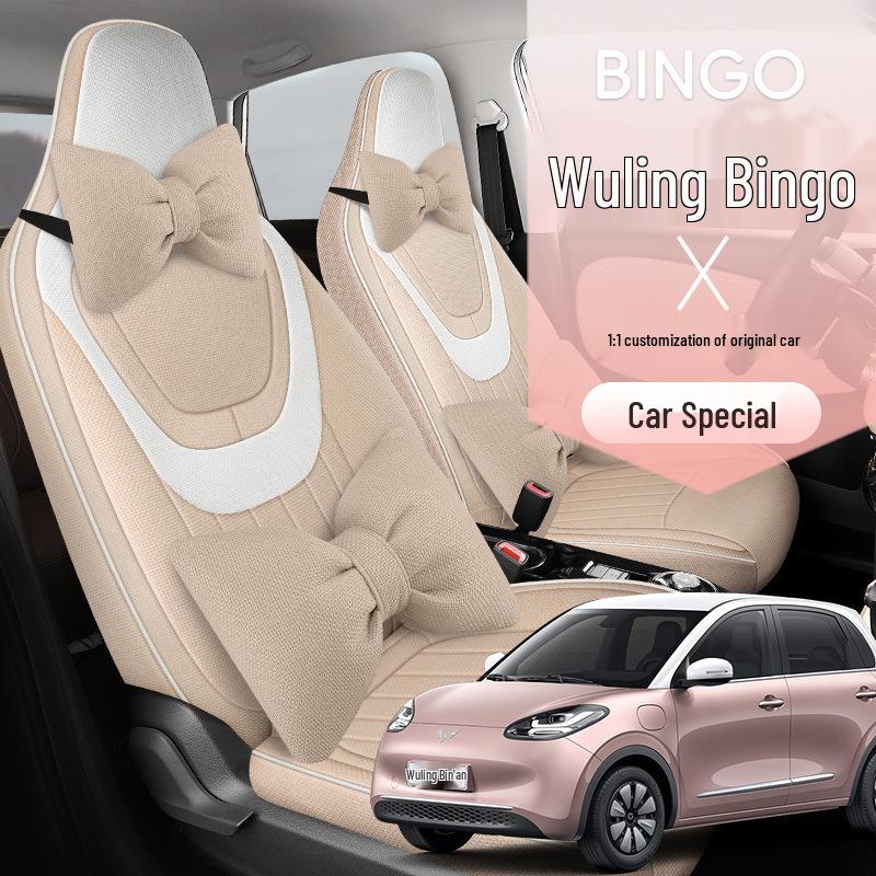 2023 Wuling Bingo Cute Cartoon Car Seat Covers for Women - Winter & All-Season Full Surround Cushion.