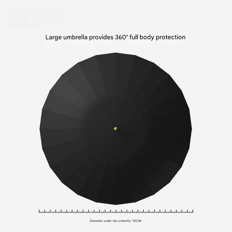 24 Bone Long Handle Umbrella Enlarged Thickened Sunny Rainy Dual-use Extra-large Black Sun Protection Automatic Umbrella