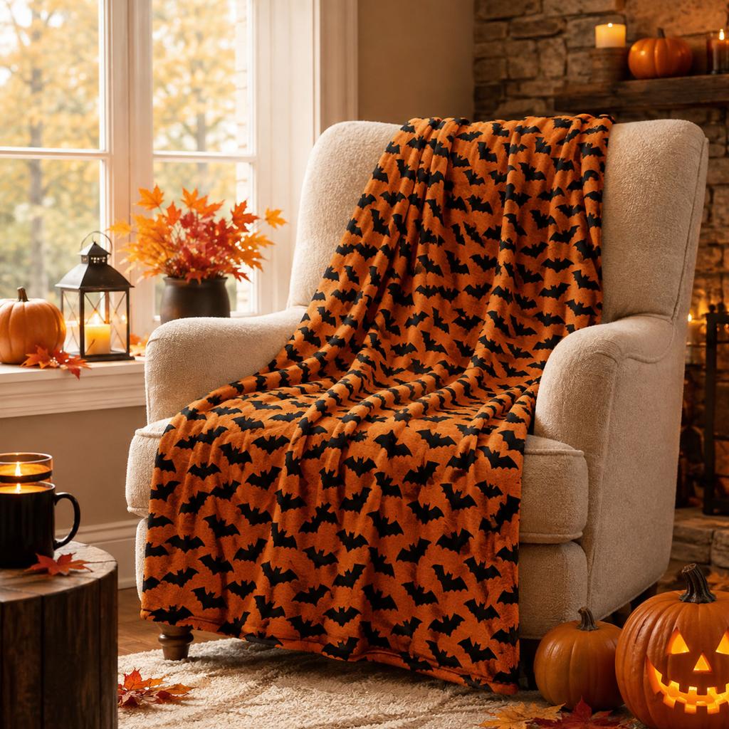 Halloween Throw Blanket, Soft Plush Cozy for Couch and Bed, Holiday Home Decor, 130150 cm