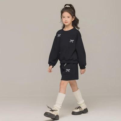 Autumn 2024 Korean-Style Girls' Sweater and Skirt Set - Air Layer Two-Piece Suit for Medium and Large Children