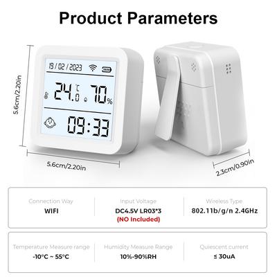 WLAN Smart Temperatur-Feuchtigkeitssensor Hygrometer Thermometer Hintergrundbeleuchtung Smart Life Unterstützung Alexa Google Assistant