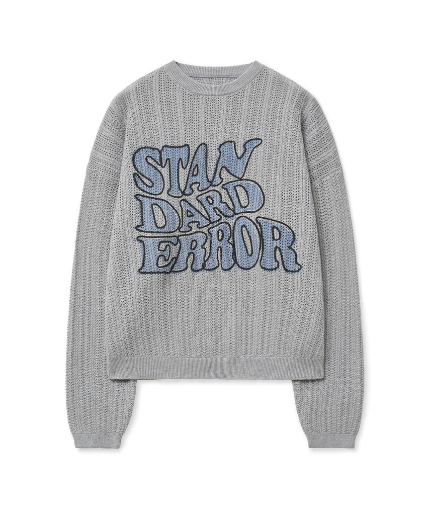 STANDARDERROR 87-Stan190 Country Oversized Color Block Lettering Knit Gray