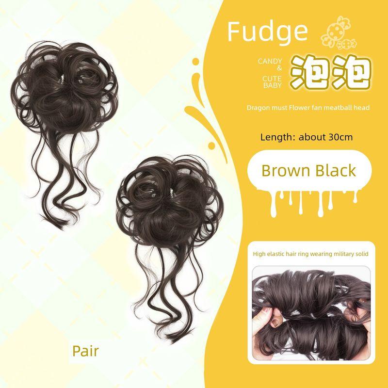 

Детская прическа «Пучок Борода Дракона», парик, повязка для волос, милая прическа «бутончик», пышные волосы, объем, гаджет для создания прически «пучок», искусственный пучок волос Dragon must Bud ball head [Brown black-a pair]]